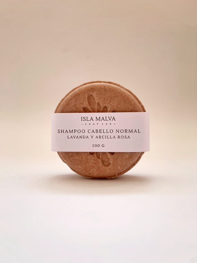 Shampoo sólido 100g · Cabello Normal · Lavanda y arcilla rosa