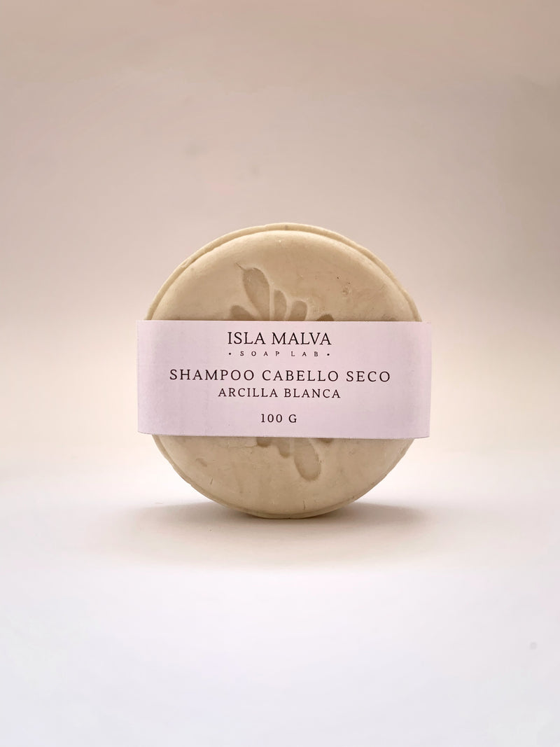 Shampoo sólido 100g · Cabello Seco · Arcilla blanca